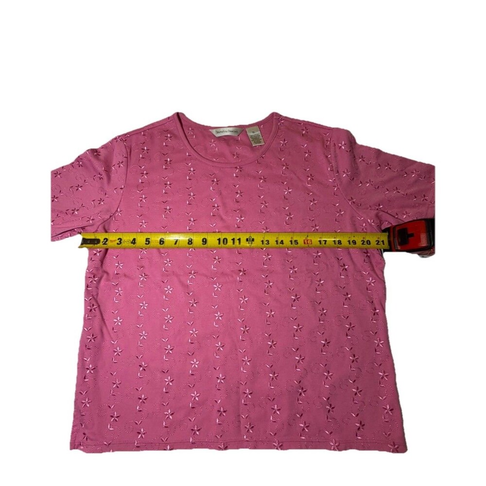 Drapers & Damons Womens XL Pink Embroidered Floral Short Sleeve Top - Picture 4 of 6